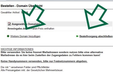 Bestellung aufgeben bei SEOwebs-Hoster